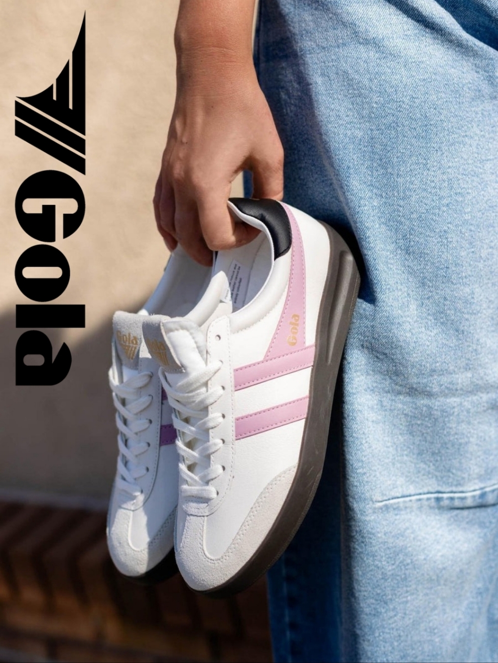 Gola - Cyclone Leather - Sneakers - 7 B - Medium - White/Candy/Black/Dark Gum - Picture 2 of 7